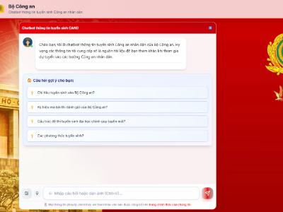 CHÍNH THỨC TÍCH HỢP CHATBOT TRÊN WEBSITE TỔNG ĐÀI TUYỂN SINH CÔNG AN NHÂN DÂN